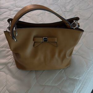 Nine West Tan Shoulder Bag with Bow Accent